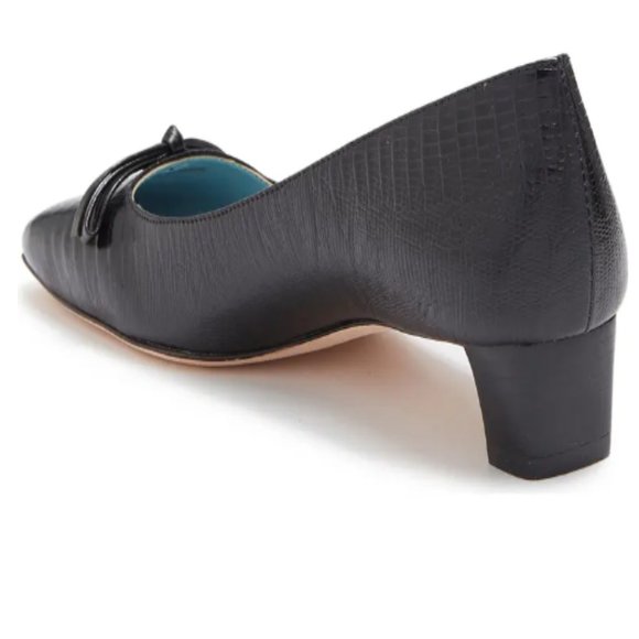 Frances Valentine Mary Embossed Leather Dress Pump In Black - Picture 4 of 12